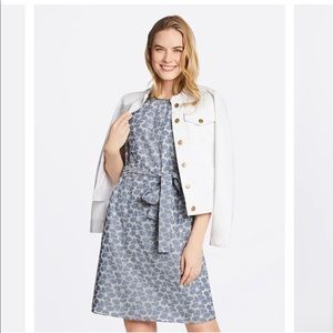 Draper James Embroidered Chambray Tie Waist Dress